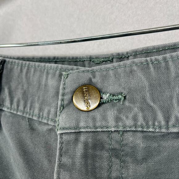 CARHARTT Pants Men 34x30 B151 Carpenter Dungaree Fit Utility Cotton Canvas Gray - Picture 8 of 15
